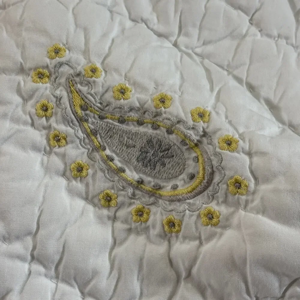 Pottery Barn Kids Quilt Crib Blanket Yellow Gray Paisley Infant Toddler Nursery